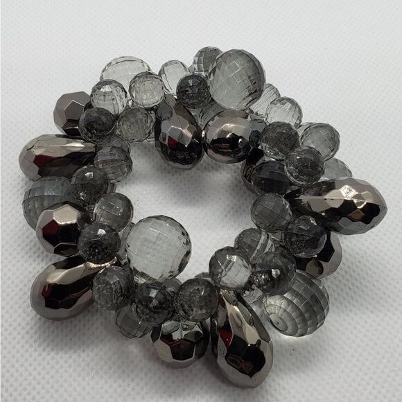Gray & Silver Tone Beaded Bracelet - Picture 2 of 3